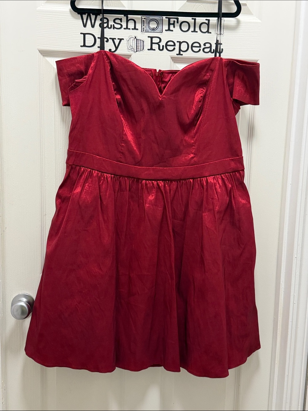 B Darlin Red Off-Shoulder Party Dress for Girls